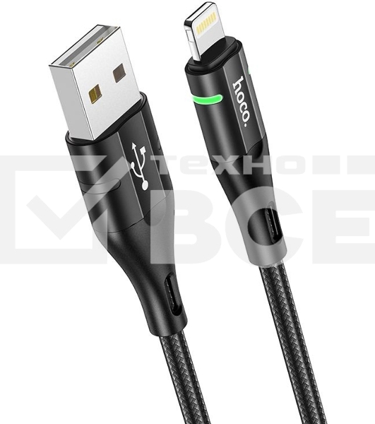 Кабель Hoco U93 Shadow iP USB (m)-Lightning (m) 1.2м черный коробка