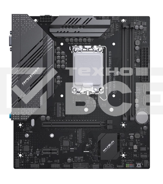 Материнская плата Maxsun Challenger B760M D5 WIFI, LGA 1700, Intel B760, 2xDDR5, 3xSATA, 2xM.2, 1xPCIe 4.0 x16, 1xPCIe 4.0 x1, 1xHDMI, 1xVGA, 1x 1Gb LAN, 2xUSB-A 3.2 Gen 1, 2xUSB-A 2.0, 3x3.5 мм, 5.1, mATX