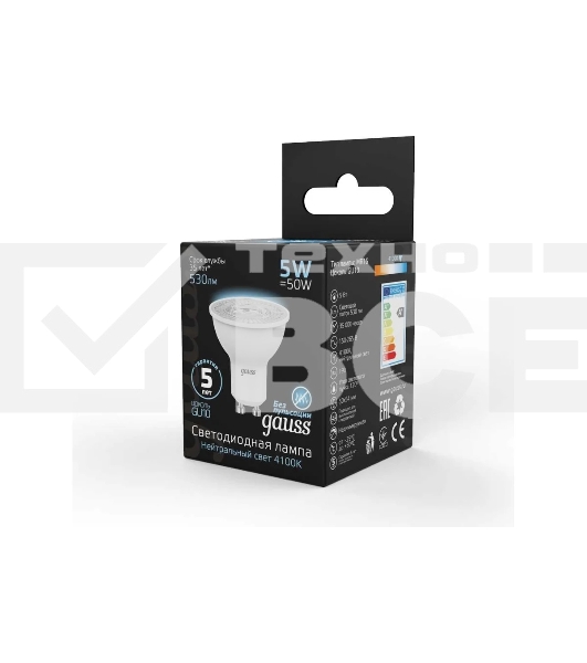 Лампа светодиодная Gauss 101506205LED MR16 GU10 5W 4100K