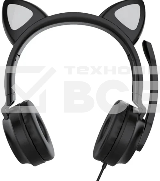 Гарнитура QUMO Game Cat чёрный, проводная, USB, подсветка