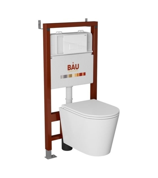 Комплект BAU 6 в 1: инсталляция BAU PRO, унитаз подвесной торнадо Bau Nimb Hurricane-3, сиденье дюропласт микролифт, клавиша BAU Hotel, белый глянец