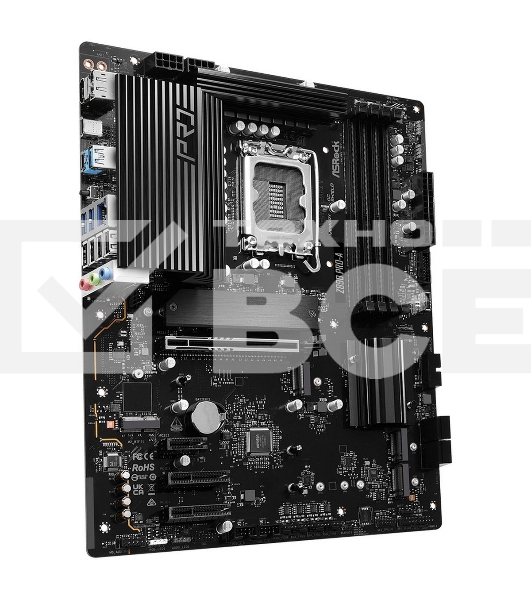 Материнская плата ASRock Z890 Pro-A , LGA 1851, Intel Z890, 4xDDR5, 4xSATA, 4xM.2, 1xPCIe 5.0 x16, 2xPCIe x4, 1xPCIe x1, 1xUSB-C 3.2 Gen 2x2, 1xUSB-A 3.2 Gen 2, 2xUSB-A 3.2 Gen 1, 4xUSB 2.0, 1xHDMI, 1xDP, 1x2.5Gb LAN, 3x3.5 мм, 7.1, ATX