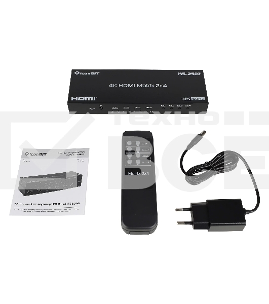 Матричный коммутатор HDMI IconBIT HS-2507 2x4, поддержка 4К60