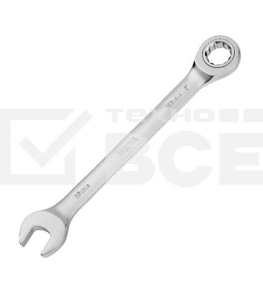 Ключ комбинированный трещоточный Denzel 14712 18 мм, CrV, матовый хром