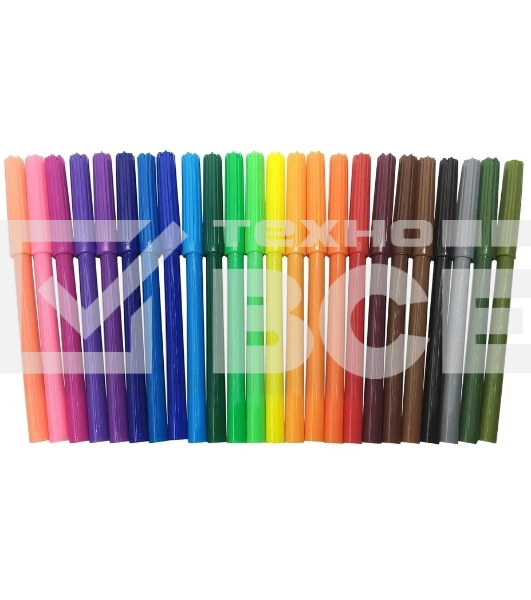 Фломастеры Silwerhof Eco 7.5мм 125мм, вентилируемый колпачок, 24 цвета, пакет с европодвесом