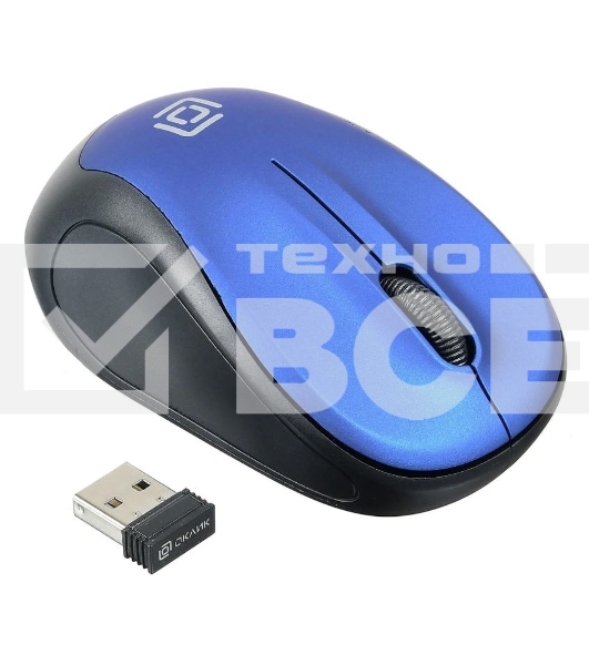 Мышь беспроводная Oklick 665MW черный/синий, 1000 dpi, радиоканал, USB, кнопки - 3