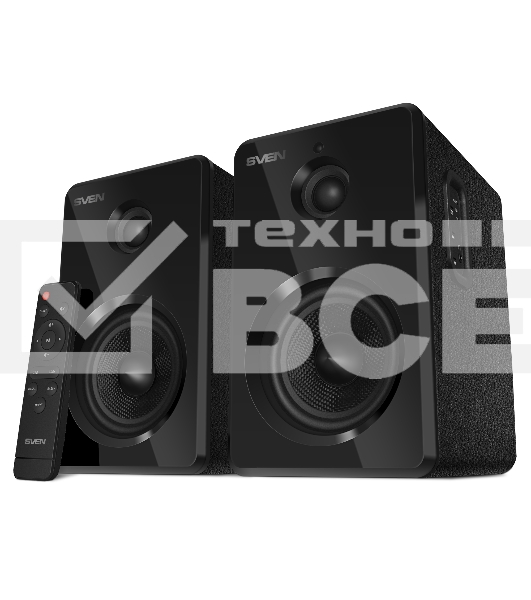 Колонки SVEN SPS-730 2.0 чёрные (2x25Вт , экокожа, USB/SD, пульт ДУ, Bluetooth)