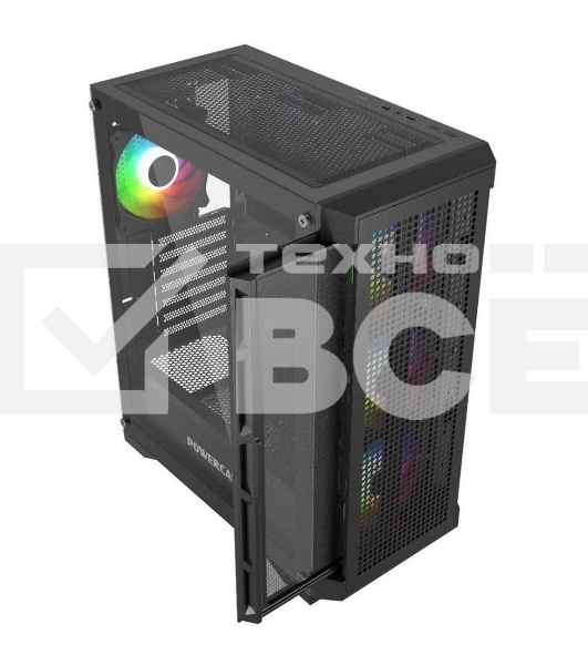 Компьютерный корпус Powercase Ultimate Black, Tempered Glass, 4x 120mm ARGB fans, ARGB HUB, чёрный, ATX  (CUB-A4)