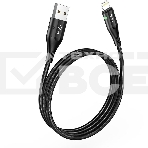 Кабель Hoco U93 Shadow iP USB (m)-Lightning (m) 1.2м черный коробка, фото2