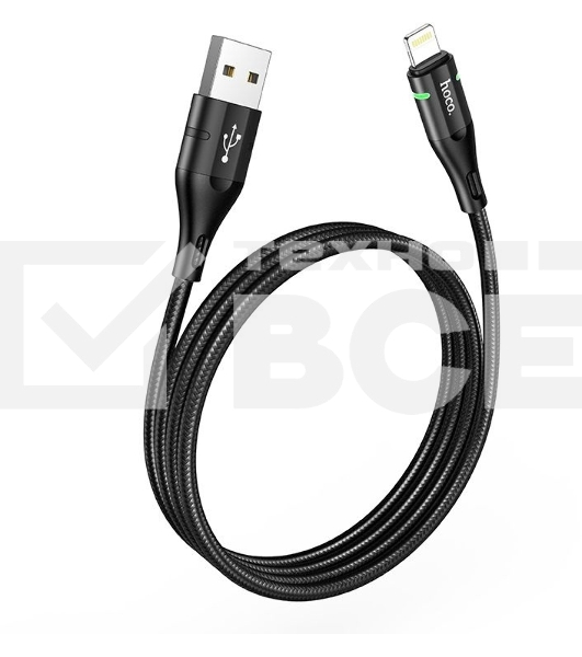 Кабель Hoco U93 Shadow iP USB (m)-Lightning (m) 1.2м черный коробка