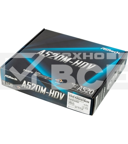 Материнская плата ASRock A520M-HDV, AM4, AMD A520, 2xDDR4, 4xSATA, 1xM.2, 1xPCIe 3.0 x16, 1xPCIe 3.0 x1, 1xDVI-D, 1xHDMI, 1xVGA, 1x 1Gb LAN, 3x3.5 мм, 7.1, mATX