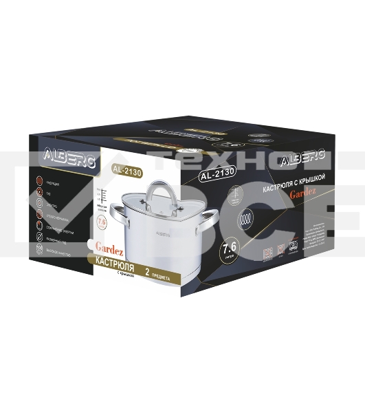 Кастрюля ALBERG AL-2130 с крышкой 7,6 л