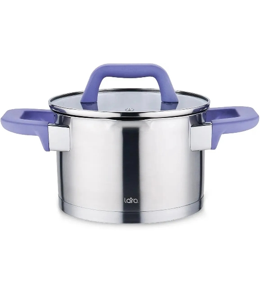 Кастрюля Lara LR02-254 Лаванда 5 л, 22 см, с крышкой, нержавеющая сталь