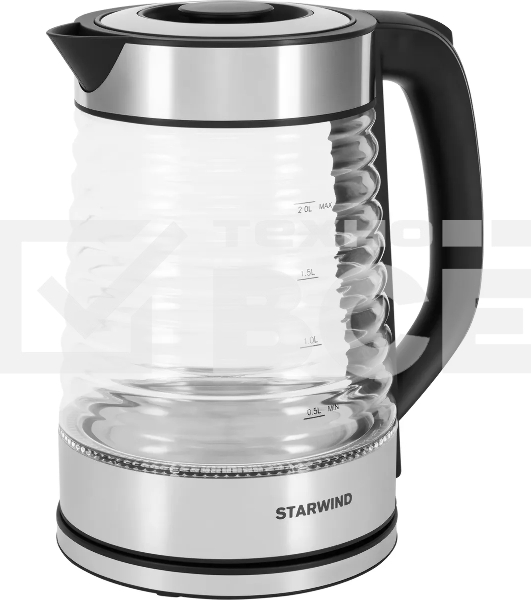 Чайник электрический Starwind SKG2111 2л. 1800Вт черный/прозрачный корпус: стекло