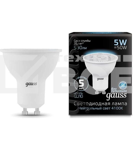 Лампа светодиодная Gauss 101506205LED MR16 GU10 5W 4100K
