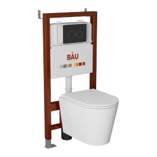 Комплект BAU 6 в 1: инсталляция BAU PRO, унитаз подвесной торнадо Bau Nimb Hurricane-3, сиденье дюропласт микролифт, клавиша BAU Dream, черный матовый