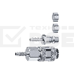 Набор (штуцер 'елочка' 6 мм - рапид муфта) + (рапид штуцер-штуцер 'елочка' 6 мм) + (обжимные хомуты 2 шт) ЗУБР Профессионал, фото 1