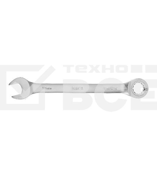 Ключ комбинированный трещоточный Denzel 14712 18 мм, CrV, матовый хром