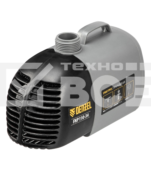 Насос фонтанный Denzel FNP110-34, 112 Вт, подъем 3,4 м, 3400 л/ч, колокольчик/каскад/гейзер