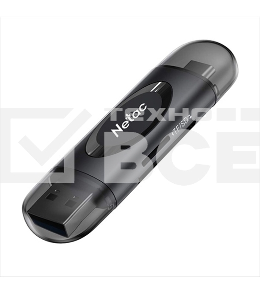 Кард-ридер Netac WK14/черный/Micro SD/Micro SDHC/Micro SDXC/SD/SDHC/SDXC/USB Type-A/USB Type-C/пластик