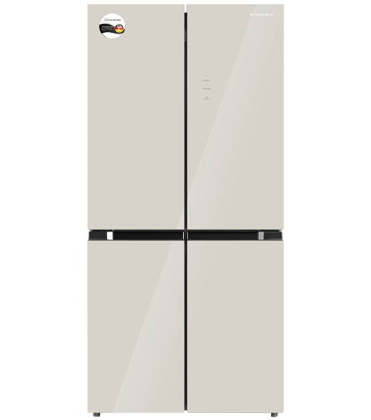 Холодильник Schaub Lorenz SLU X490GI3EI бежевый стекло трехкамерный 300/124л морозилка снизу, No Frost, Side by Side