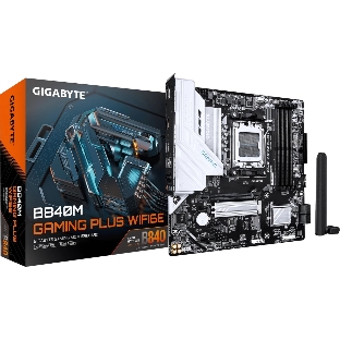 Материнская плата Gigabyte B840M GAMING PLUS WIFI6E, AM5, AMD B840, 4xDDR5, 4xSATA, 2xM.2, 1xPCIe 4.0 x16, 1xPCIe x1, 1xHDMI, 2xDP, 1x1Gb LAN, Wi-Fi 6E, Bluetooth 5.3, 1xUSB-C 10Gbps, 1xUSB-C 5Gbps, 1xUSB-A 10Gbps, 1xUSB-A 5Gbps, 3xUSB-A 2.0, 3x3.5 мм, 7.1, mATX