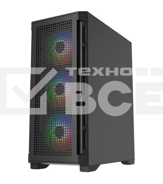Компьютерный корпус Powercase Ultimate Black, Tempered Glass, 4x 120mm ARGB fans, ARGB HUB, чёрный, ATX  (CUB-A4)