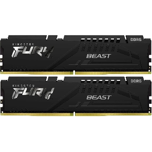 Оперативная память Kingston Fury Beast, DDR5, 64Gb (2x32Gb), 6000MHz, CL30, DIMM, с радиаторами, черный
