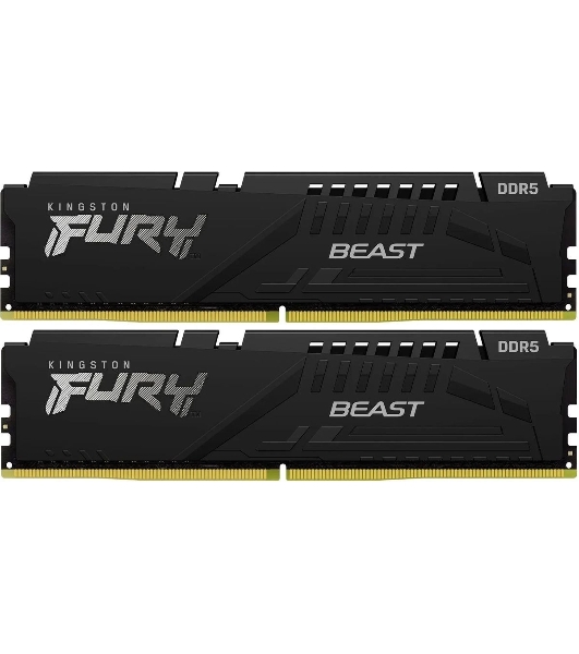 Оперативная память Kingston Fury Beast, DDR5, 64Gb (2x32Gb), 6000MHz, CL30, DIMM, с радиаторами, черный