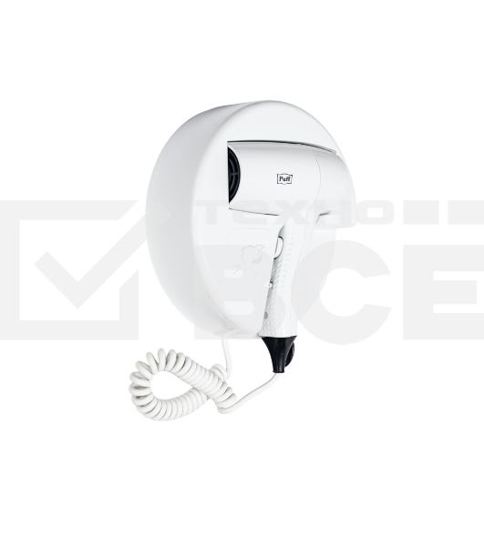 Фен для волос настенный Puff 1202, белый