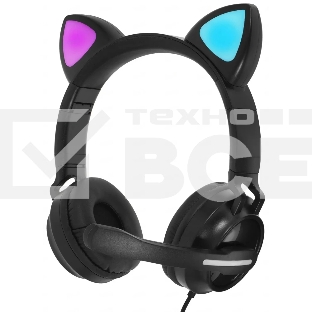 Гарнитура QUMO Game Cat чёрный, проводная, USB, подсветка