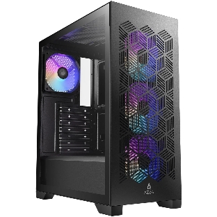 Корпус AZZA Aerohex Black, Midi-Tower, чёрный, 4 x 120 мм