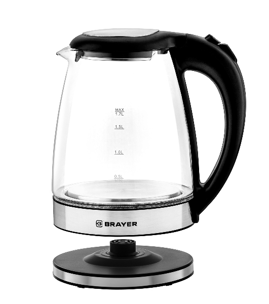 Электрочайник BRAYER BR6116 черный, 1.7 л, 1800 Вт, скрытый нагревательный элемент
