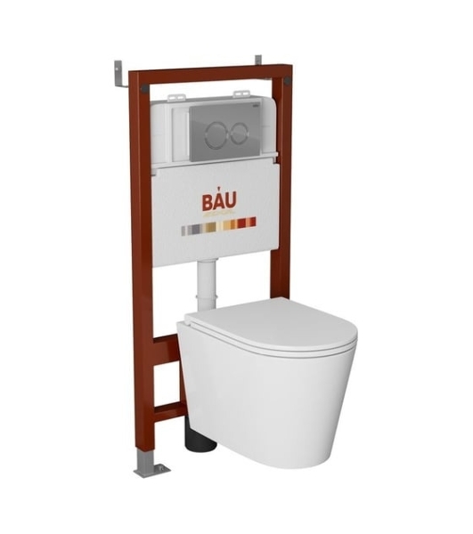 Комплект BAU 6 в 1: инсталляция BAU PRO, унитаз подвесной торнадо Bau Nimb Hurricane-3, сиденье дюропласт микролифт, клавиша BAU Dream, хром