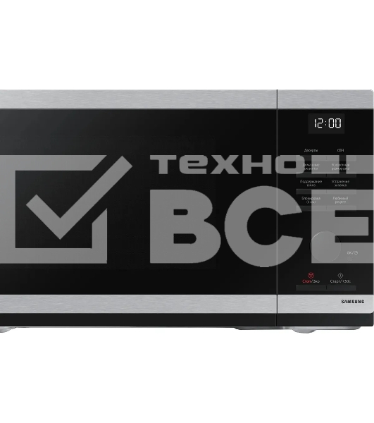 Микроволновая печь Samsung MS23DG4504ATBW нержавеющая сталь/черный, 23 л, 800 Вт, переключатели - сенсор/поворотный механизм