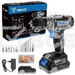 Аккумуляторная дрель-шуруповерт DEKO DKCD20V ONE + в кейсе + набор 63 инструмента для дома, 20В, 2x2.0Ач, фото5