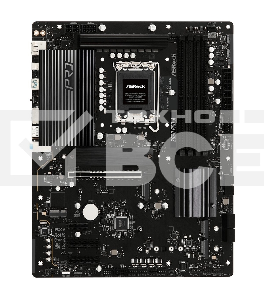 Материнская плата ASRock Z890 Pro-A , LGA 1851, Intel Z890, 4xDDR5, 4xSATA, 4xM.2, 1xPCIe 5.0 x16, 2xPCIe x4, 1xPCIe x1, 1xUSB-C 3.2 Gen 2x2, 1xUSB-A 3.2 Gen 2, 2xUSB-A 3.2 Gen 1, 4xUSB 2.0, 1xHDMI, 1xDP, 1x2.5Gb LAN, 3x3.5 мм, 7.1, ATX