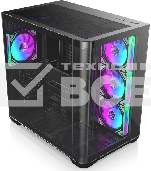 Компьютерный корпус без блока питания Case Raijintek ATREUS BT7, Midi-Tower, TG, 7x120мм ARGb, 2xUSB-A 3.0 + 1xUSB Type-C, E-ATX, ATX, mATX, mITX черный