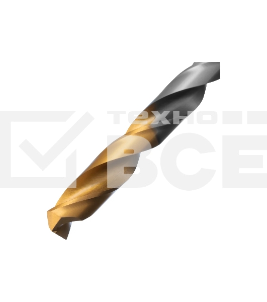Сверло спиральное по металлу Denzel 8 х 165 мм, Р6М5, Golden Tip, удлиненное