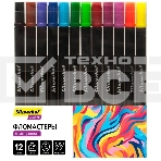 Фломастеры для скетчинга Silwerhof Create 11.5мм 169мм двойной пишущий наконечник, вентилируемый колпачок, 12 цветов, пакет с европодвесом, фото 1