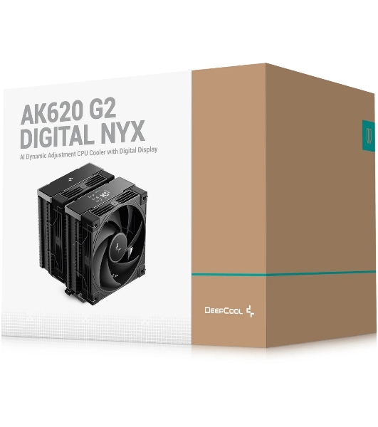 Кулер для процессора DEEPCOOL AK620 G2 DIGITAL NYX LGA1851/1700/1200/115X/AM5/AM4 (8шт/кор, TDP 260W, PWM, DUAL Fan 120мм, 6 тепл. трубок, Copper Base, черный) RET (R-AK620G2-BKNNMN-GJD-1)