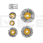 Набор щеток для дрели Denzel 5 Плоских 25-38-50-63-75 мм, шпилька, нерж. вит. проволока, фото 1