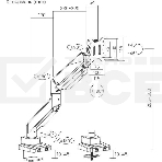 Кронштейн для мониторов Ultramounts UM717 серебристый 17'-49' макс.18кг крепление к столешнице поворот и наклон, фото3