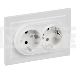 Розетка 2-м IEK BR-R24-16-K91-F СП BRITE РСш12-3-БрАБ 16А в сборе с заземл. защ. шторки арктич. бел.