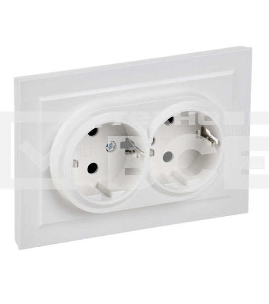 Розетка 2-м IEK BR-R24-16-K91-F СП BRITE РСш12-3-БрАБ 16А в сборе с заземл. защ. шторки арктич. бел.