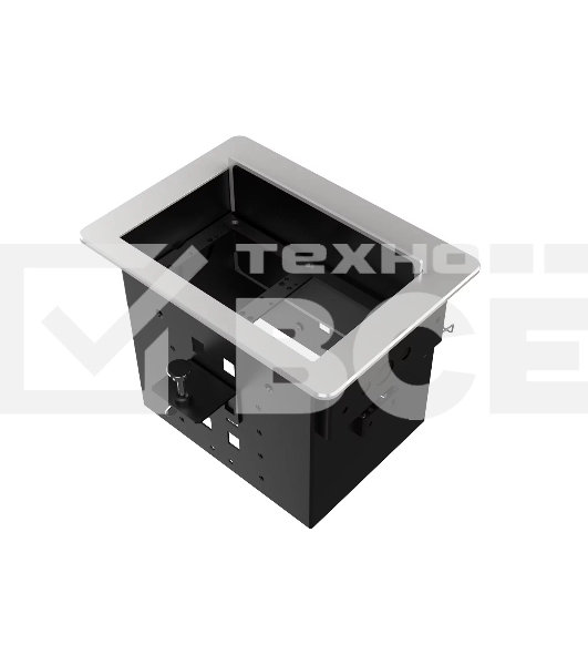 Прямоугольный металлический корпус Wize Pro [WRTS-06BOX-S] для модульной системы врезного лючка в стол с убирающейся крышкой для установки до 6 модулей-вставок, преустановленная рамка, серебристый