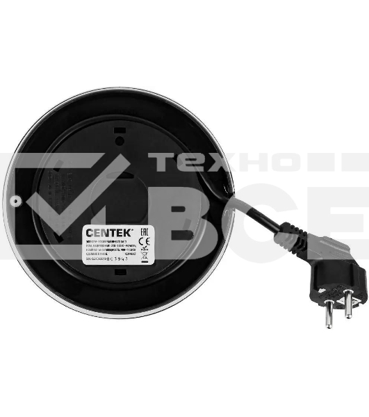 Чайник Centek CT-0019, 1100Вт стекло, черный и серебристый