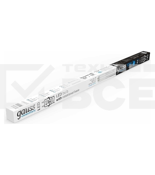 Лампа светодиодная Gauss Elementary T8 10Вт 6500К G13 800лм 600мм стекло поворотная