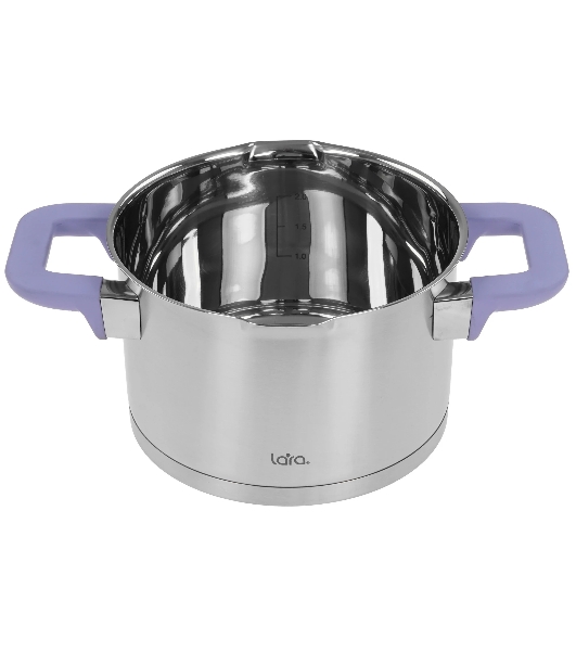 Кастрюля Lara LR02-254 Лаванда 5 л, 22 см, с крышкой, нержавеющая сталь