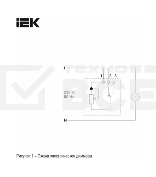 Светорегулятор IEK BR-D20-0600-K91 поворотно-нажимной СП BRITE СС10-1-0-БрАБ 600 Вт механизм арктич. бел.